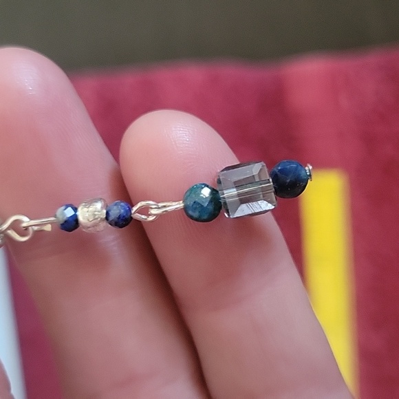 Handcrafted crystal and Amazonite dangle earrings - Picture 3 of 4